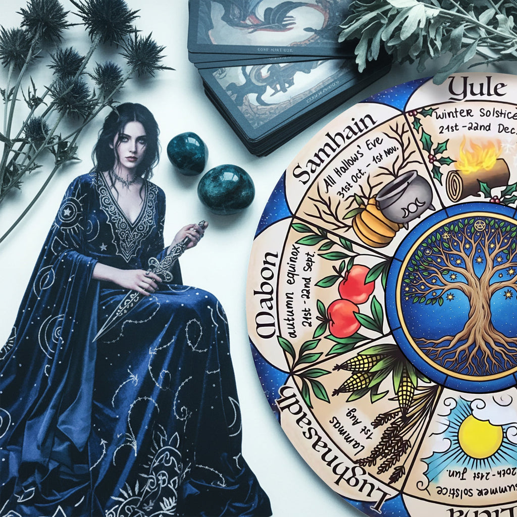 Seasonal Herbal Wheel of the Year Wooden Pagan Wall Decor