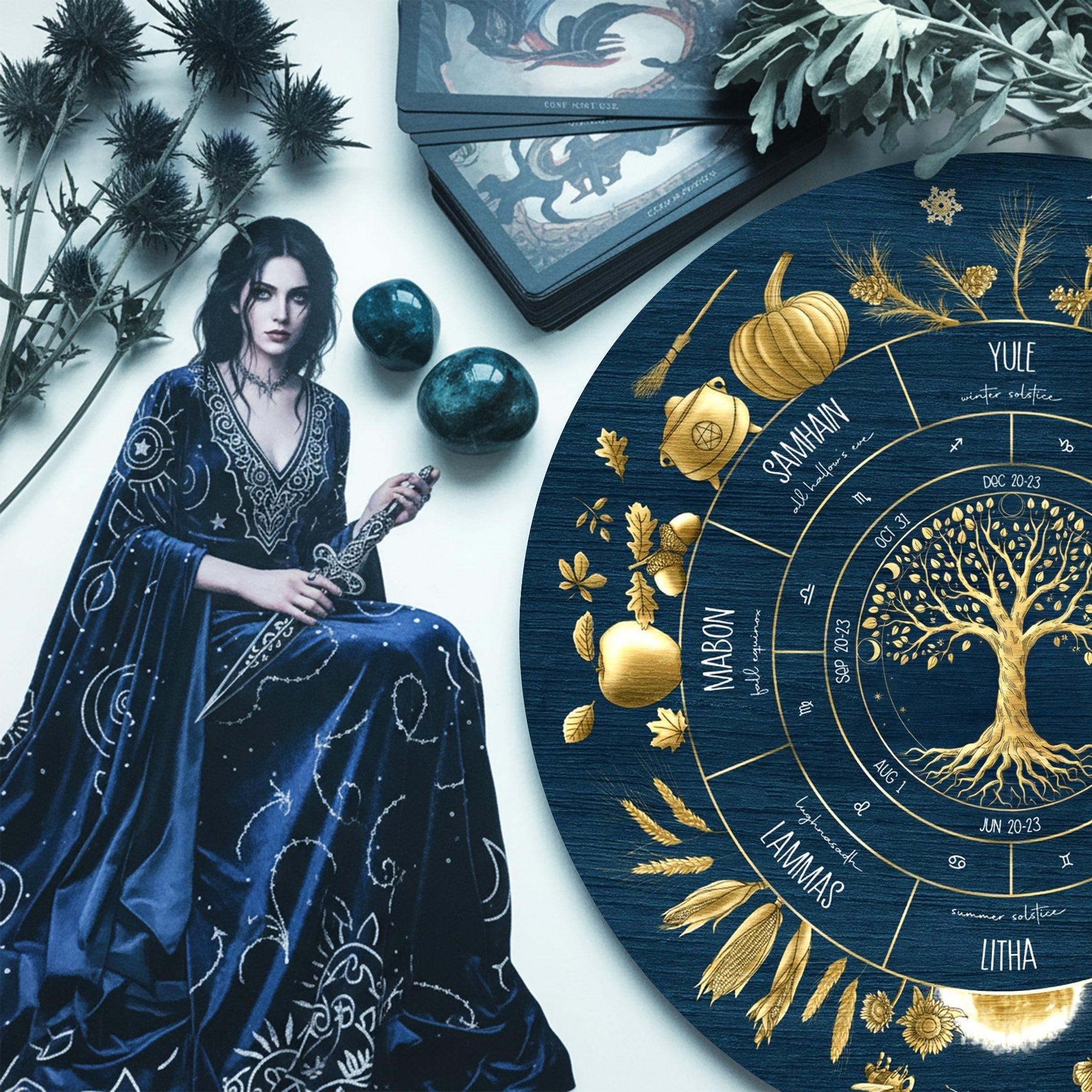 Tree of Life Wheel of the Year Wooden Pagan Wall Decor