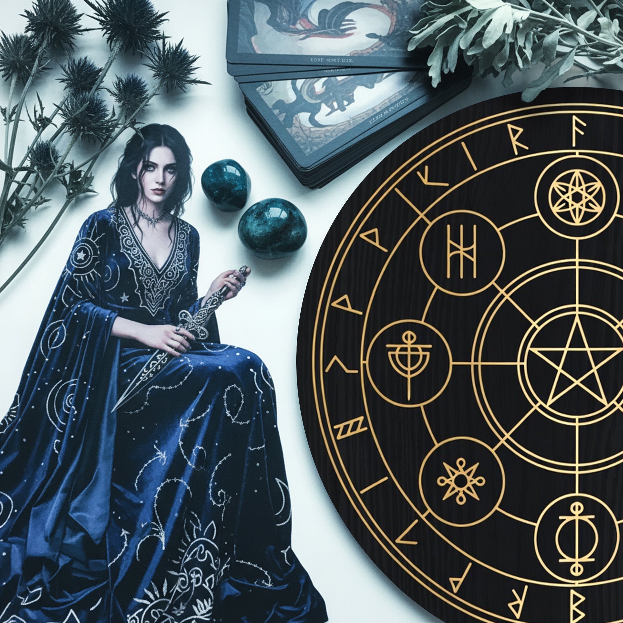 Mystical Wheel of the Year Magic Circle Wiccan Symbol Poster