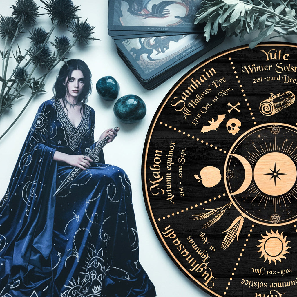 Moon Symbol Wheel of the Year Wooden Pagan Wall Art