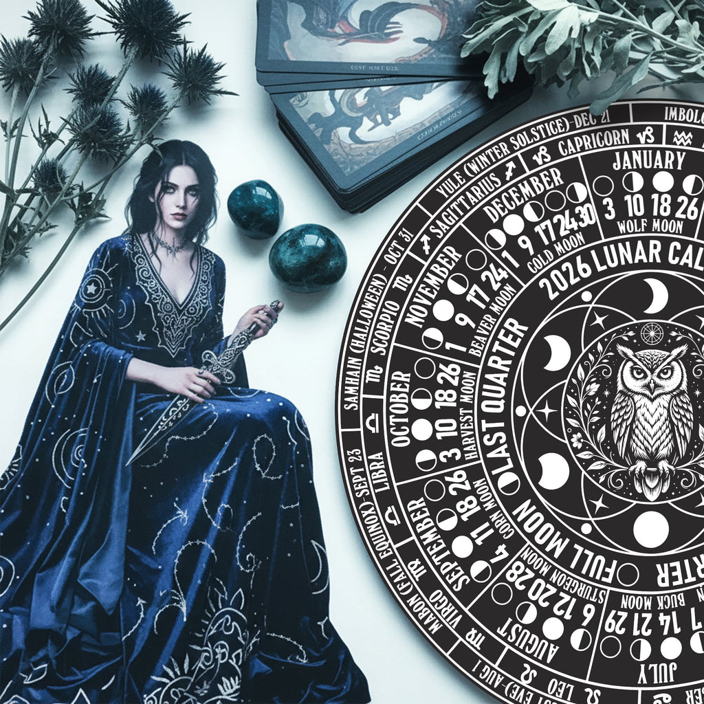 Owl Lunar Calendar Wooden Pagan Wall Art