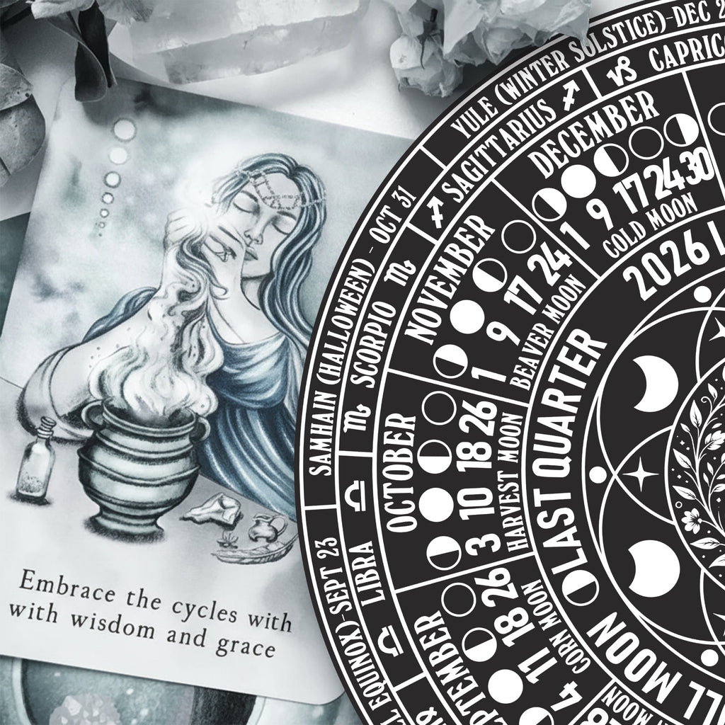 Owl Lunar Calendar Wooden Pagan Wall Art