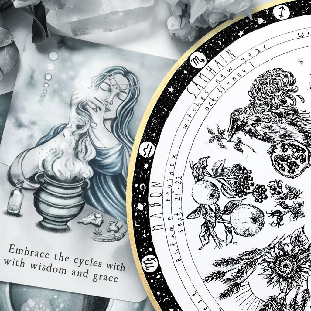 Owl Vintage Wheel of the Year Wooden Wall Art