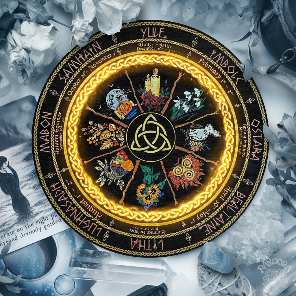 Celtic Floral Wheel of the Year Wooden Pagan Wall Decor