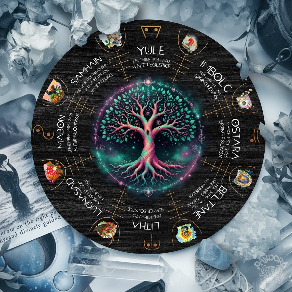 Neon Tree Wheel of the Year Wooden Pagan Wall Art
