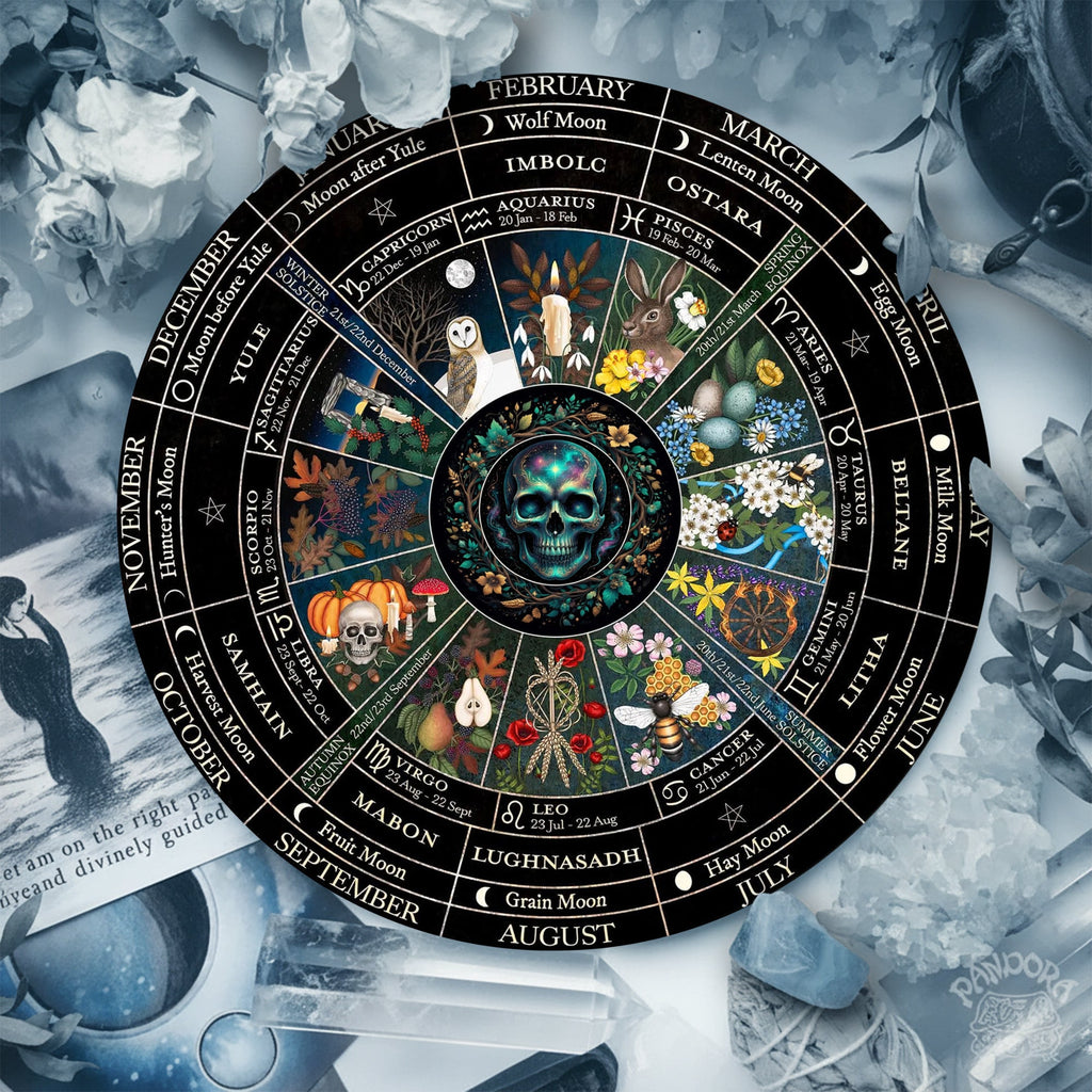 Skull Seasonal Wheel of the Year Wooden Gothic Decor