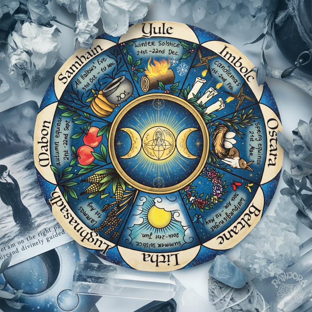 Blue Moon Wheel of the Year Wooden Pagan Wall Art