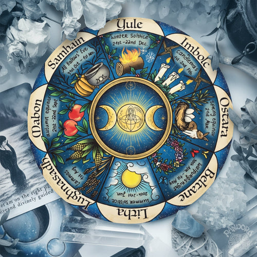 Blue Moon Wheel of the Year Wooden Pagan Wall Art