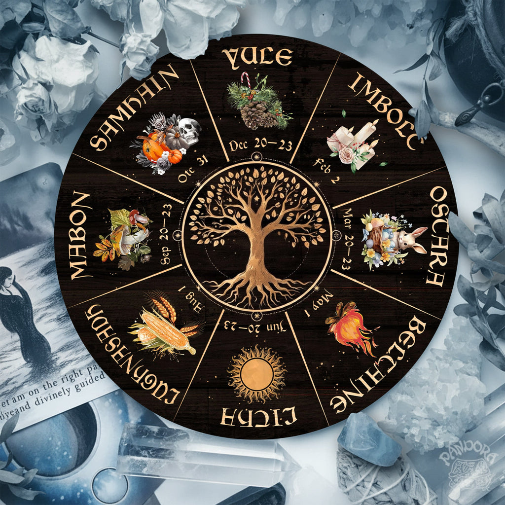 Tree Seasonal Wheel of the Year Wooden Pagan Wall Decor
