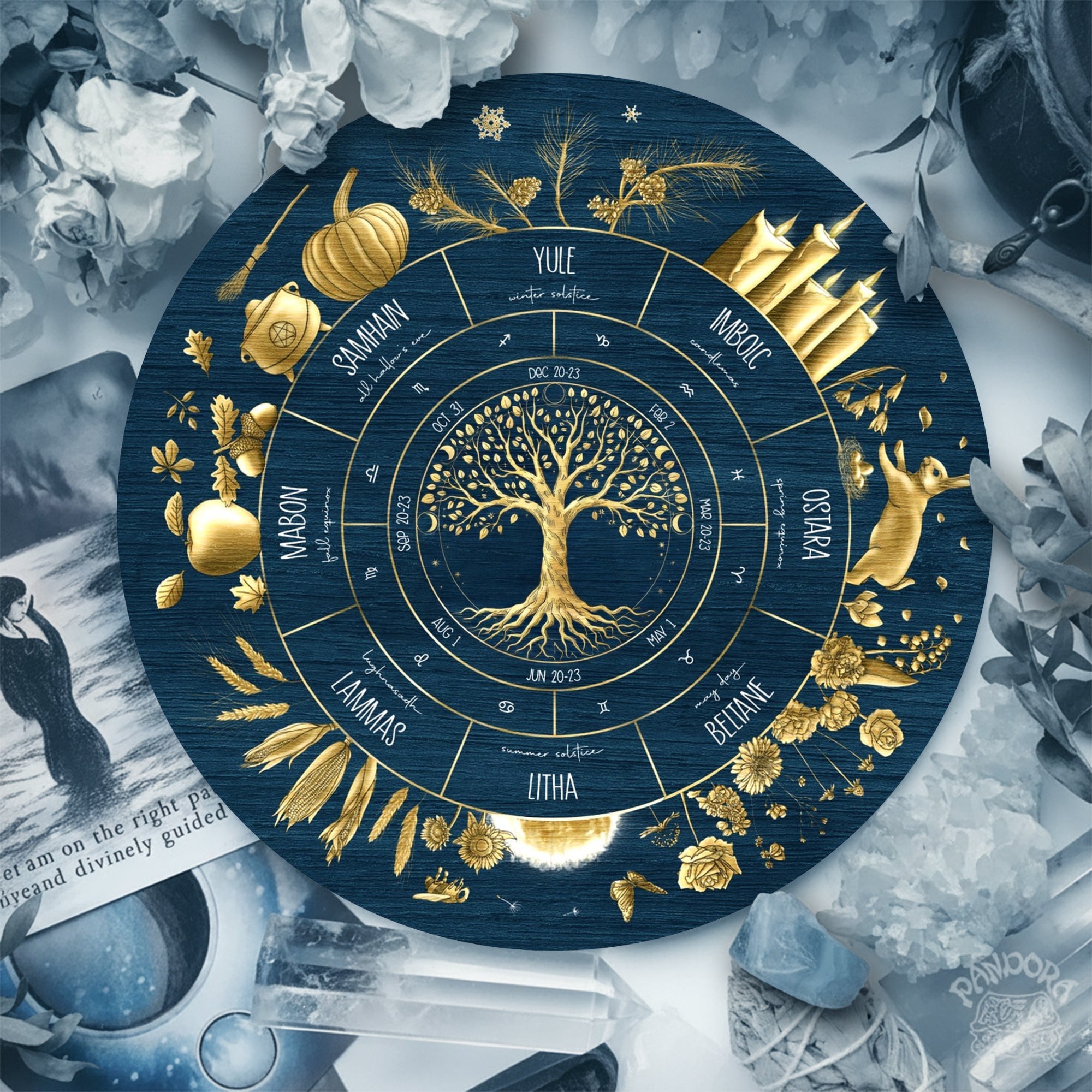 Tree of Life Wheel of the Year Wooden Pagan Wall Decor