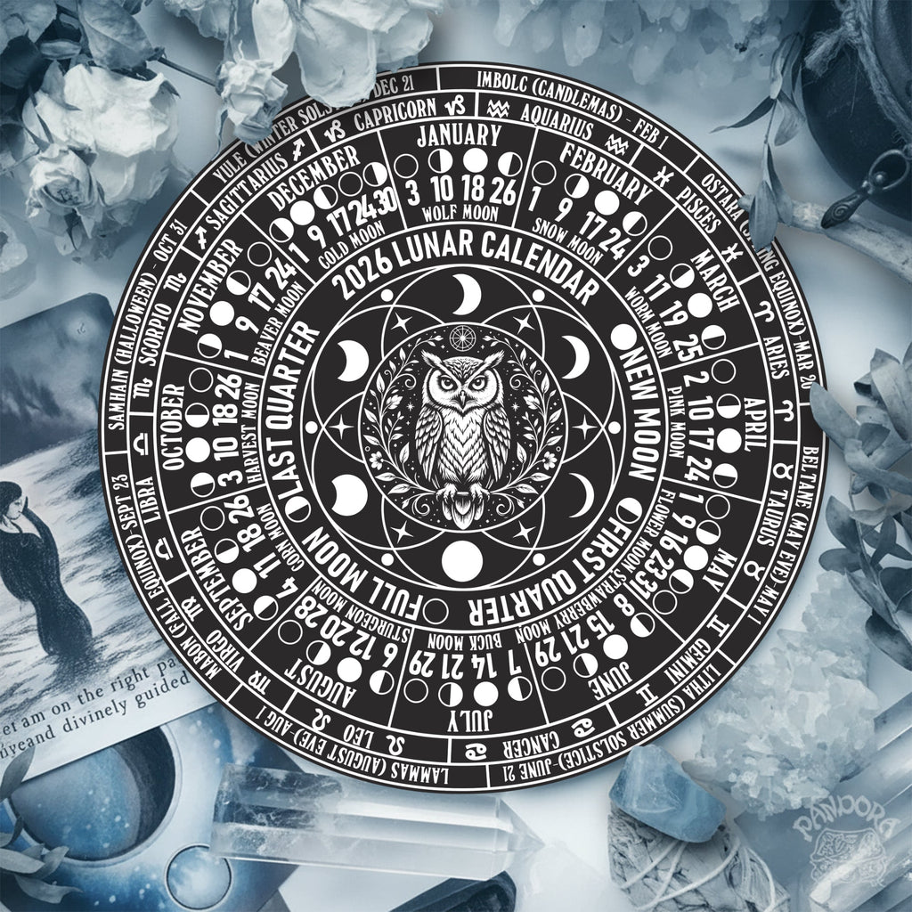 Owl Lunar Calendar Wooden Pagan Wall Art