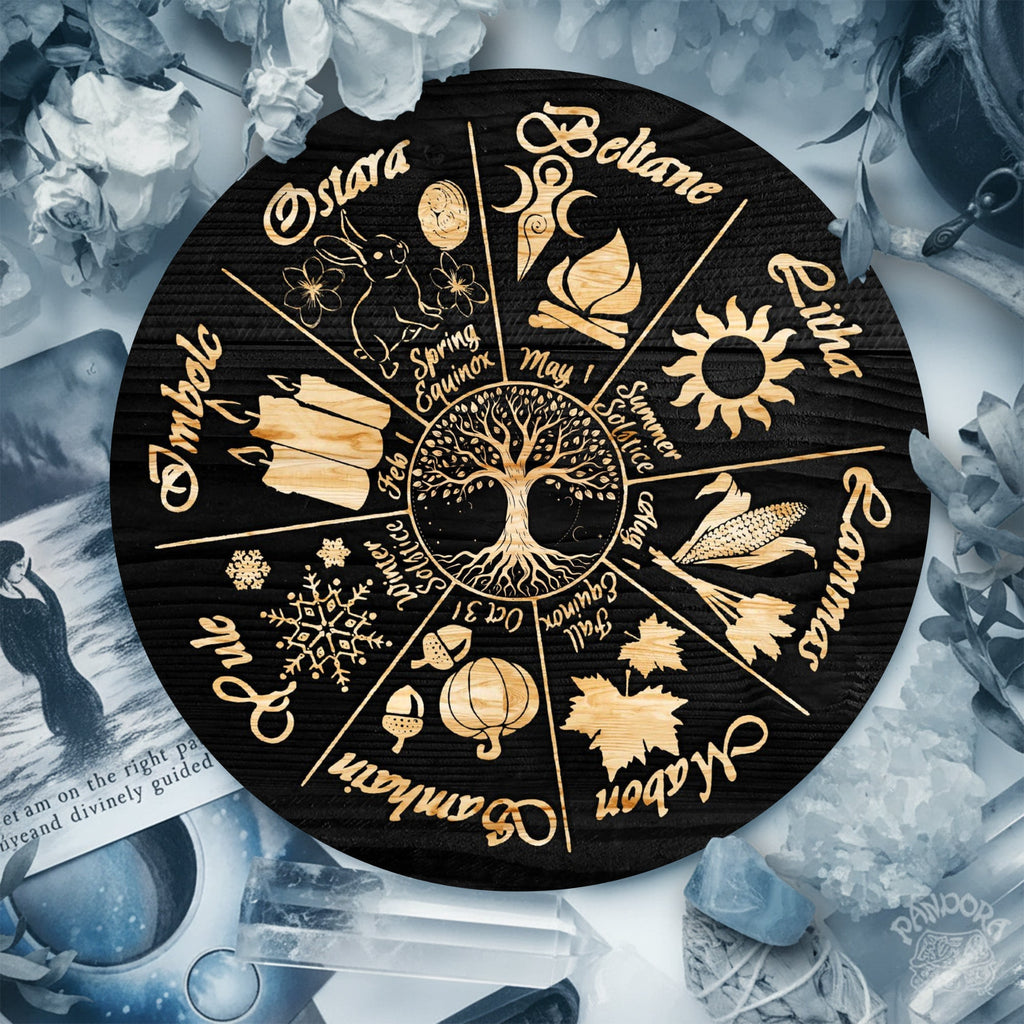 Tree Seasonal Wheel of the Year Wooden Pagan Wall Decor