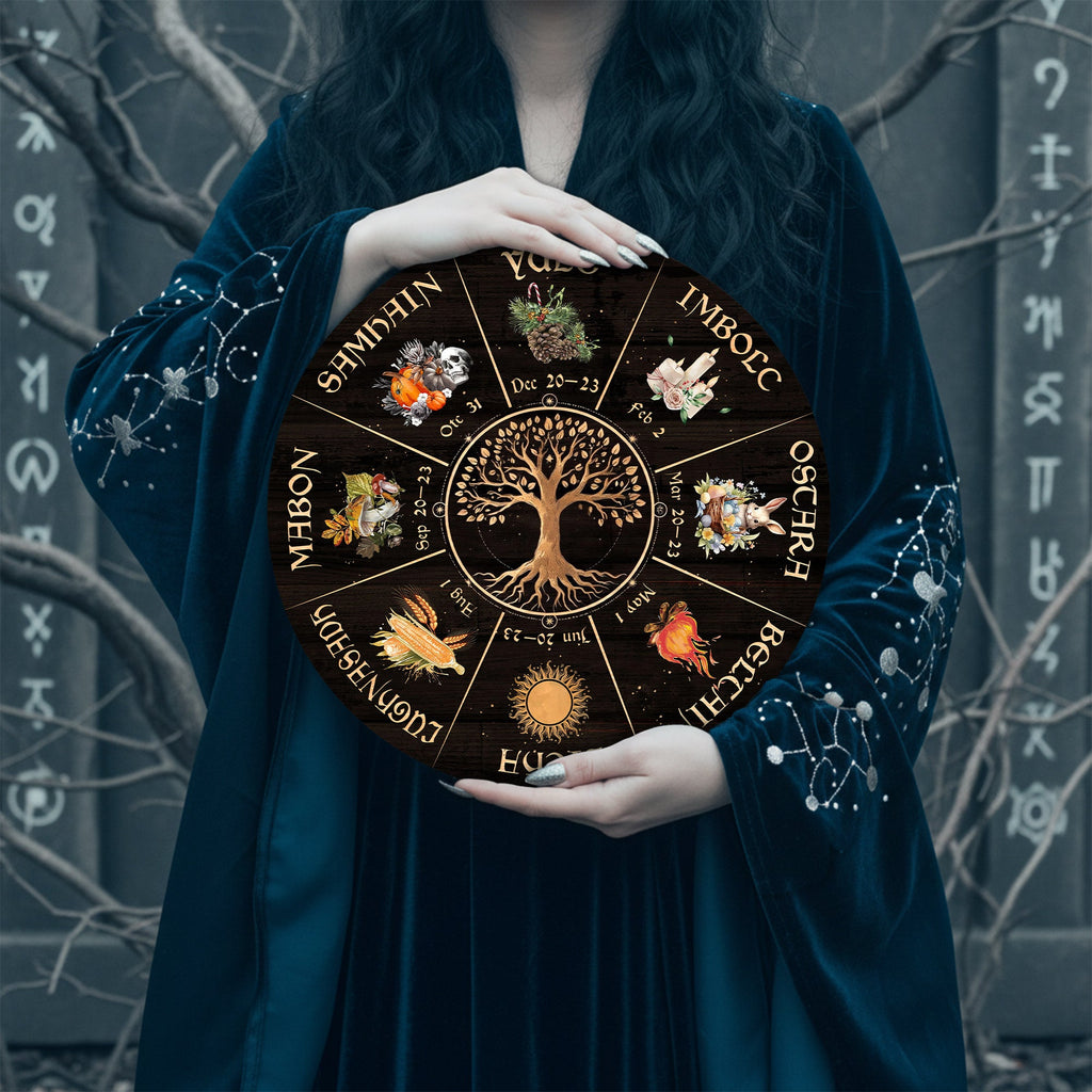 Tree Seasonal Wheel of the Year Wooden Pagan Wall Decor