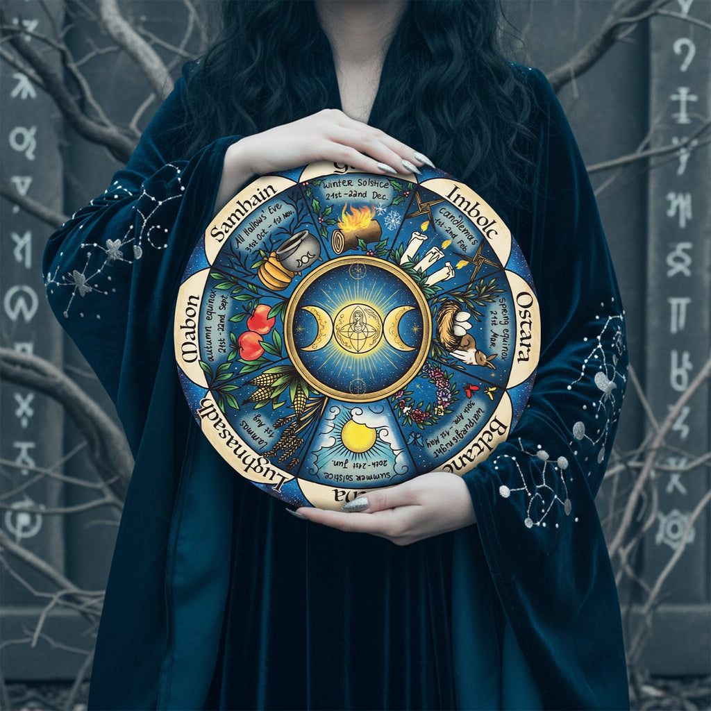 Blue Moon Wheel of the Year Wooden Pagan Wall Art