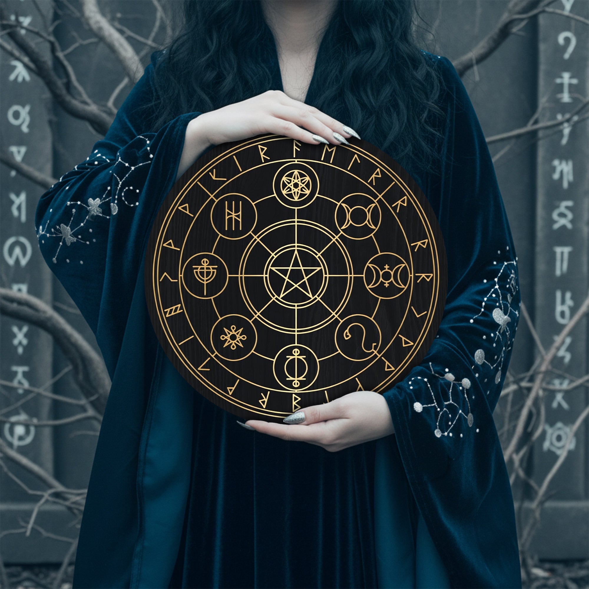 Mystical Wheel of the Year Magic Circle Wiccan Symbol Poster