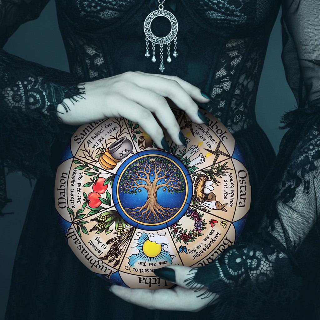 Seasonal Herbal Wheel of the Year Wooden Pagan Wall Decor