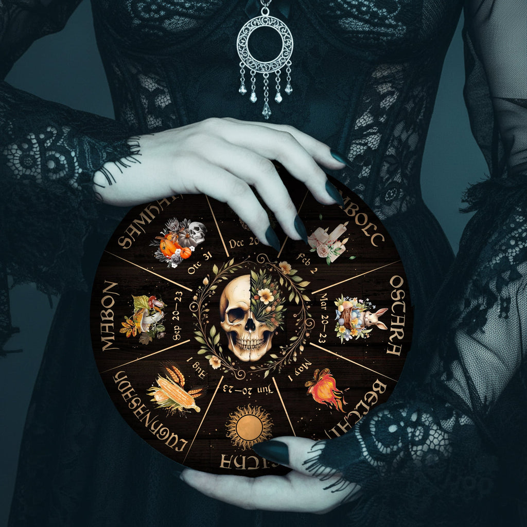 Skull Seasonal Wheel of the Year Wooden Gothic Decor