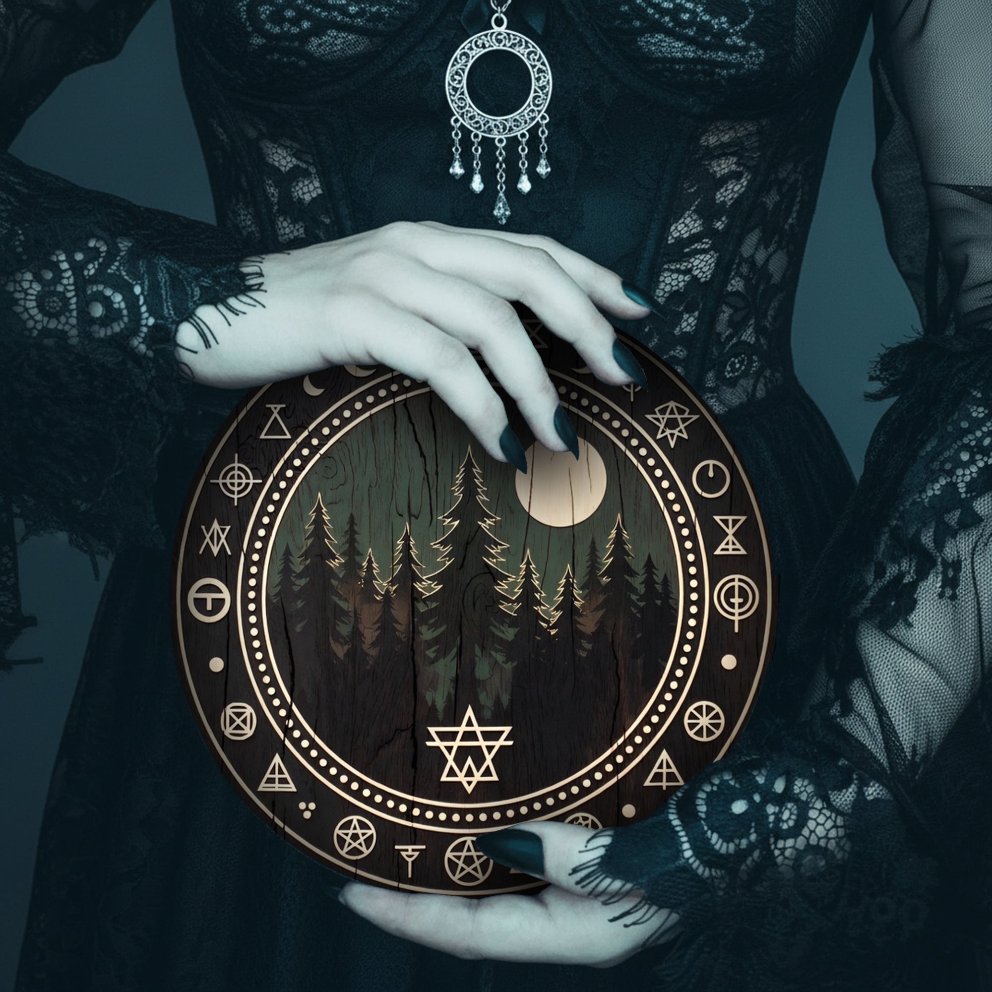 Sacred Wheel of the Year Wooden Wiccan Symbol Wall Art