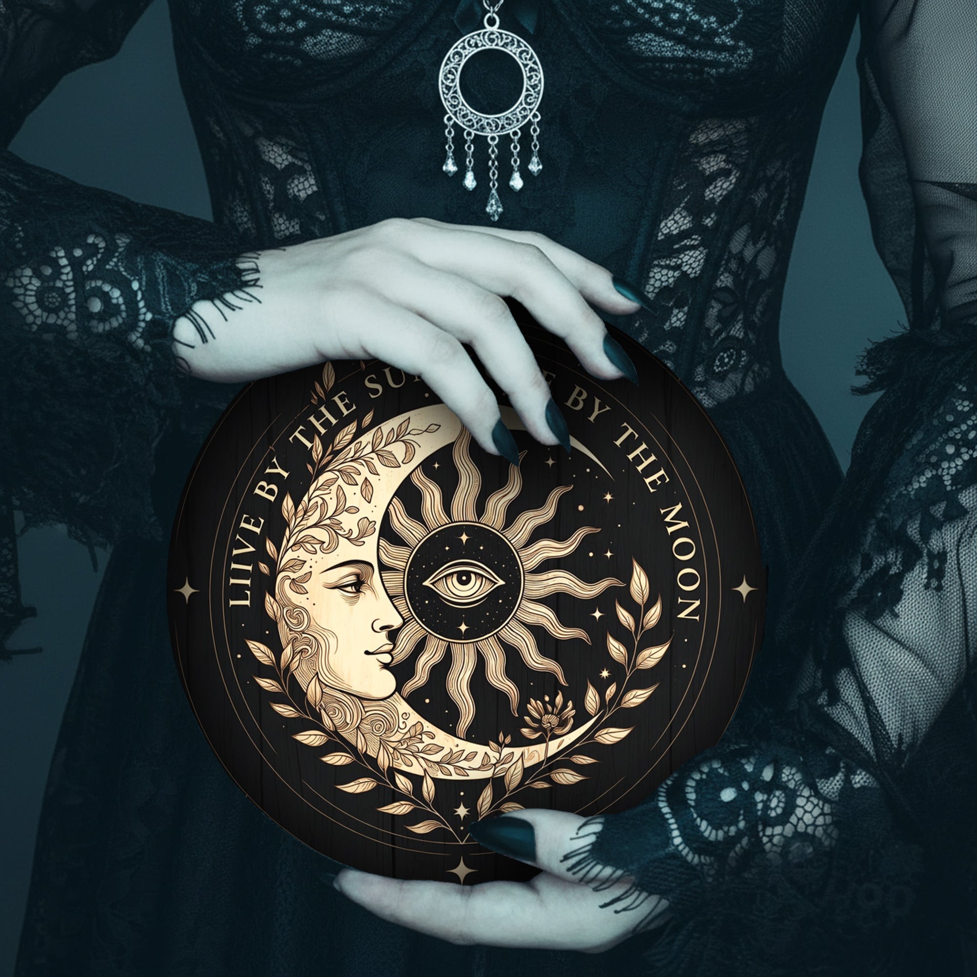 Sun Moon Face Wooden Spiritual Wall Decor