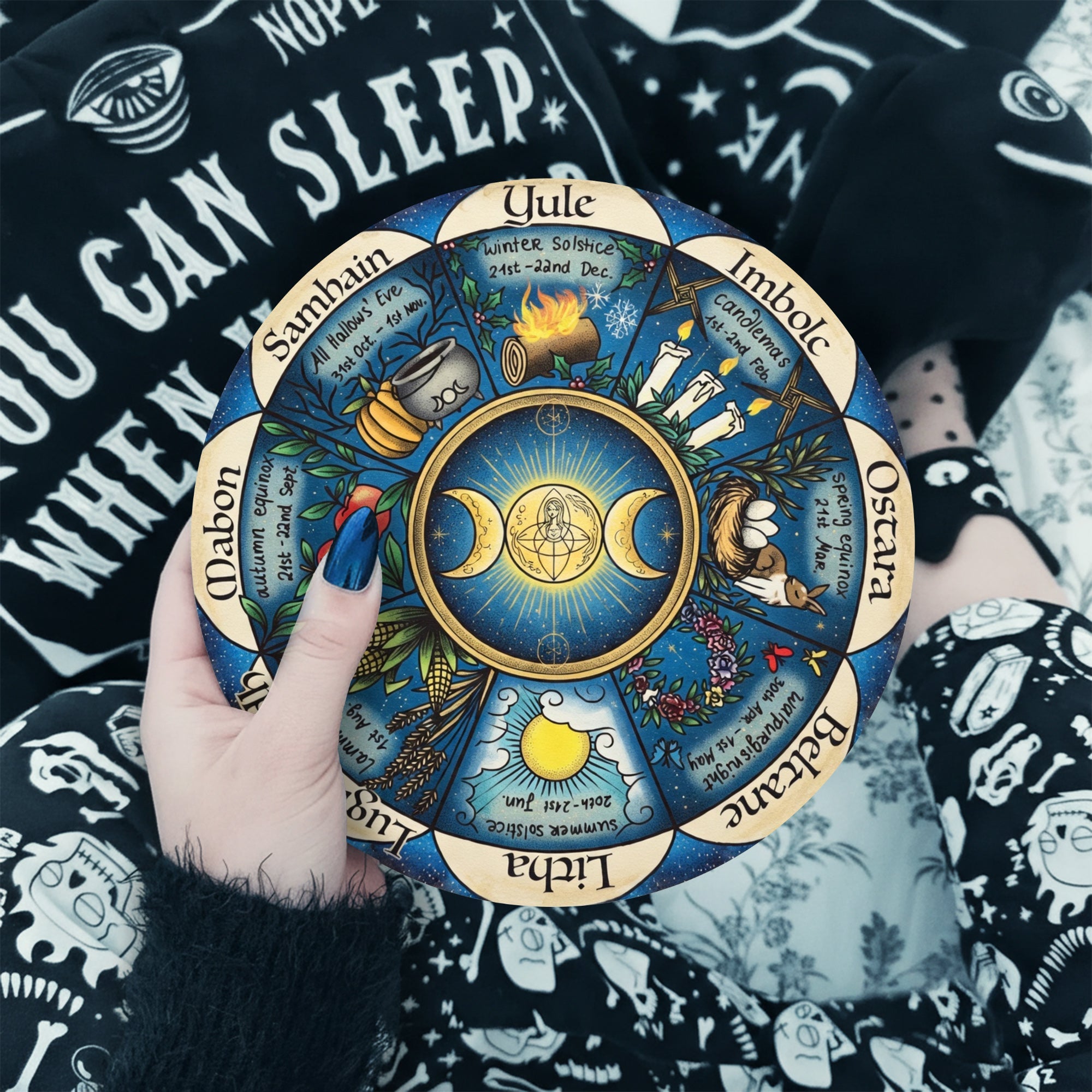 Blue Moon Wheel of the Year Wooden Pagan Wall Art