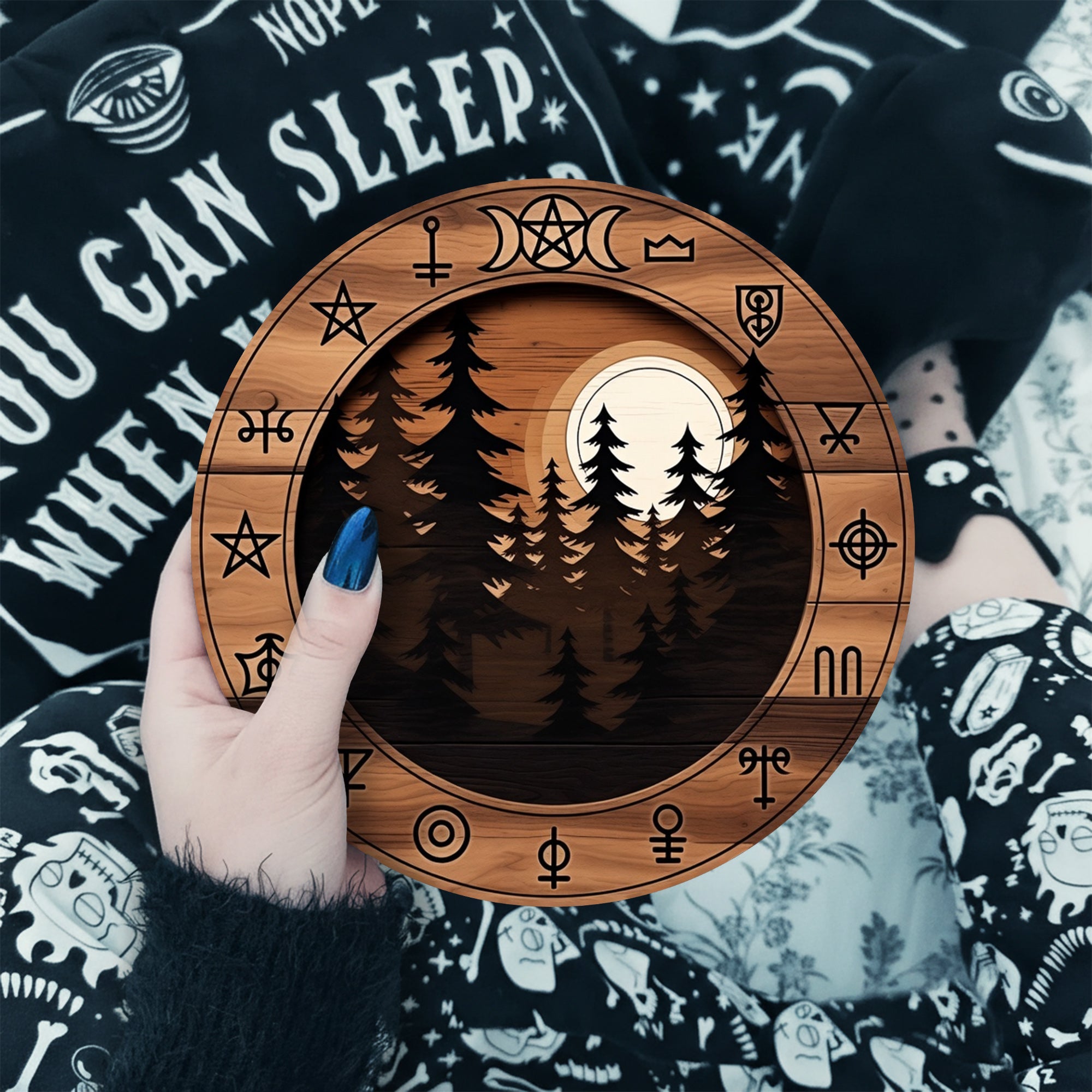 Moon Forest Wheel of the Year Wooden Pagan Wall Decor