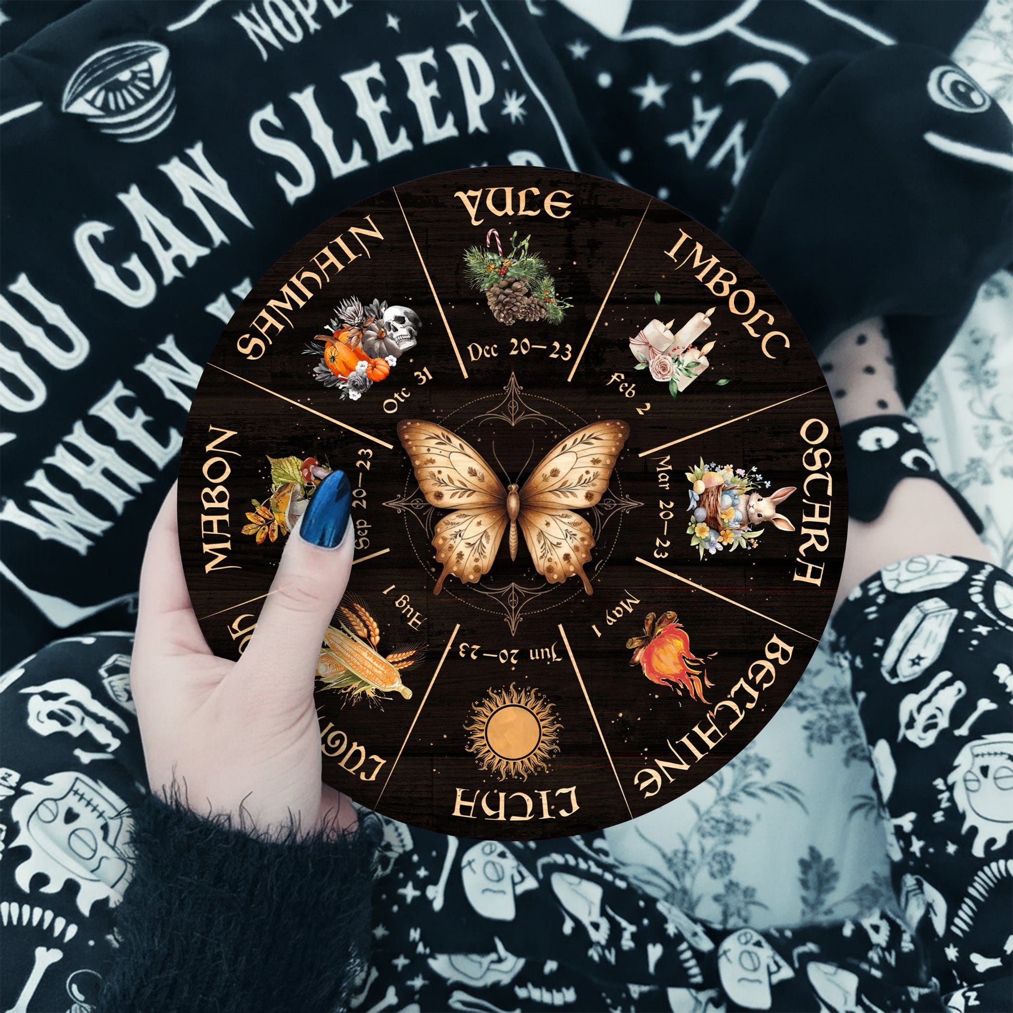 Butterfly Seasonal Wheel of the Year Wooden Pagan Wall Decor