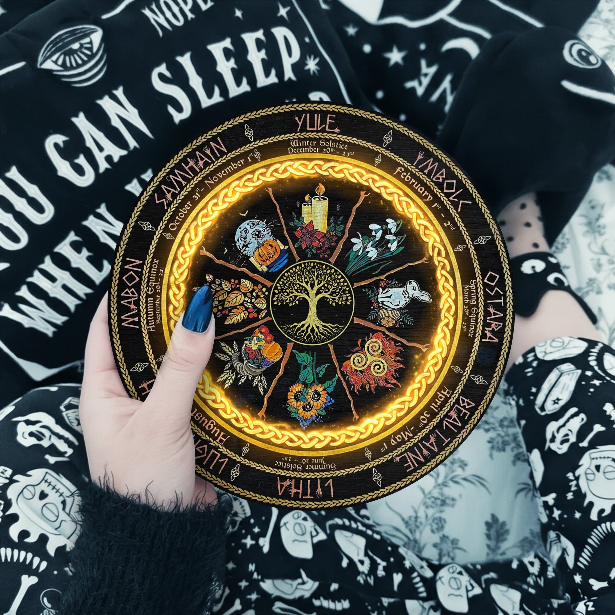 Floral Wheel of the Year Wooden Pagan Wall Decor