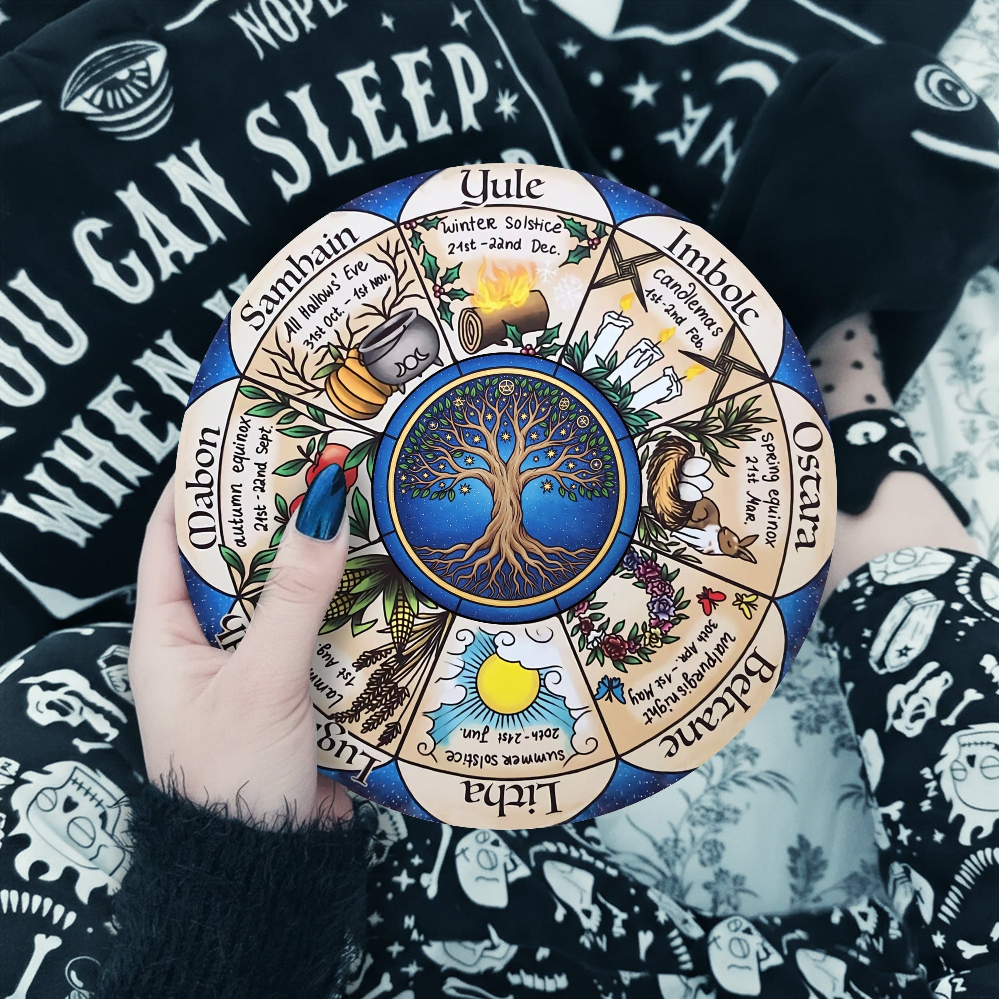 Seasonal Herbal Wheel of the Year Wooden Pagan Wall Decor