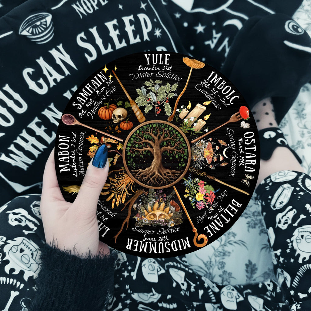 Tree Dark Seasonal Wheel of the Year Wooden Wall Decor