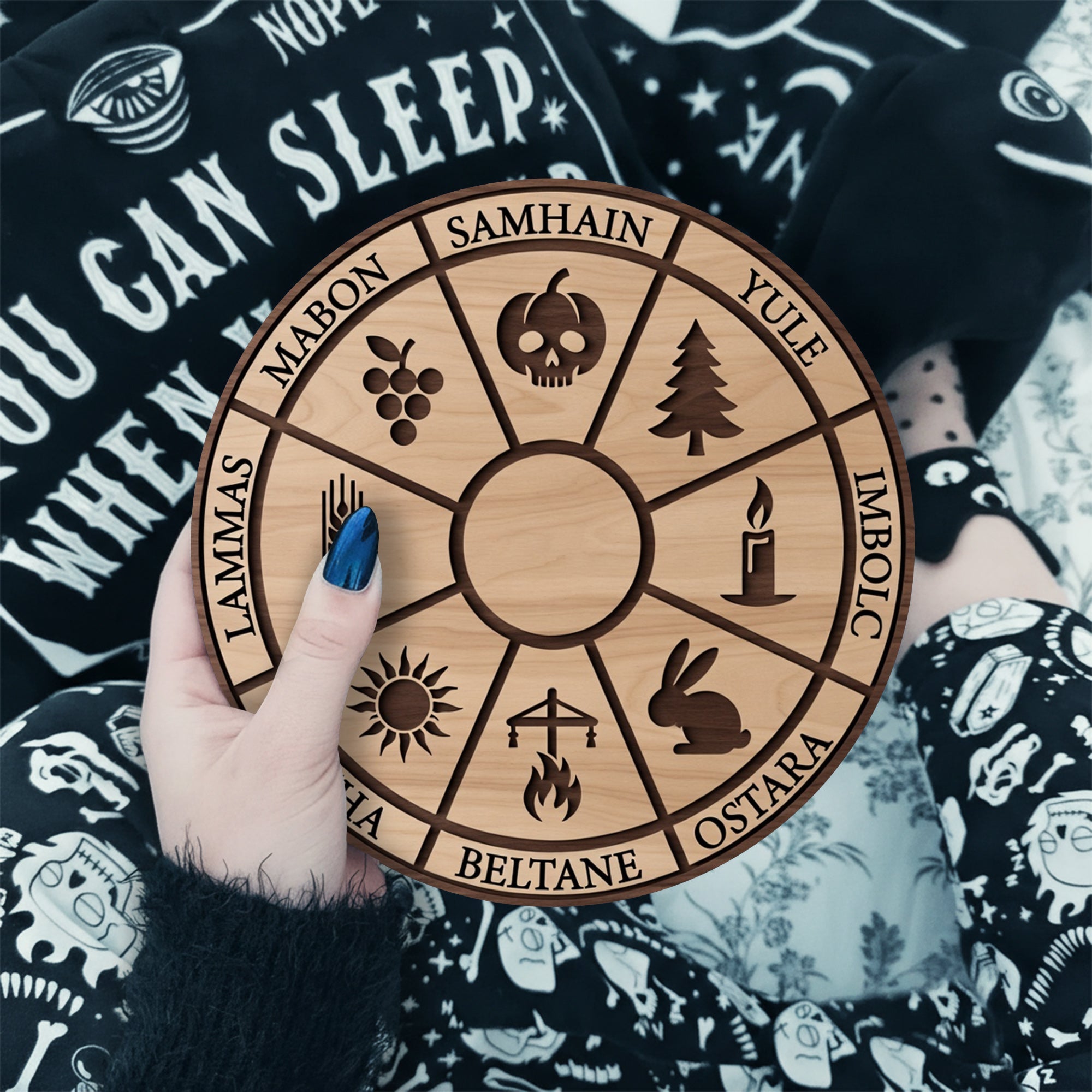 Wheel of the Year Sabbat Calendar Wooden Pagan Printable Wall Art