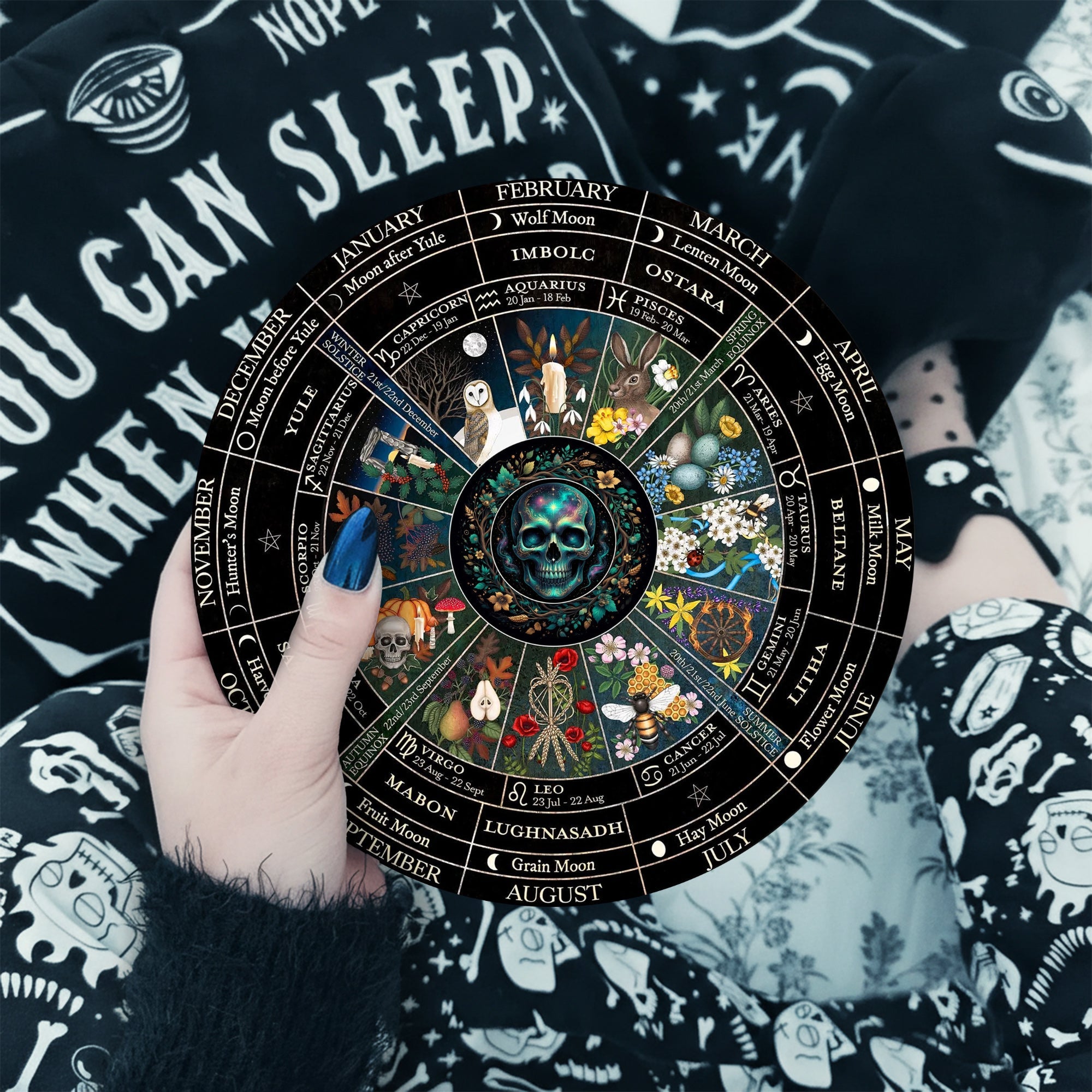 Skull Seasonal Wheel of the Year Wooden Gothic Decor