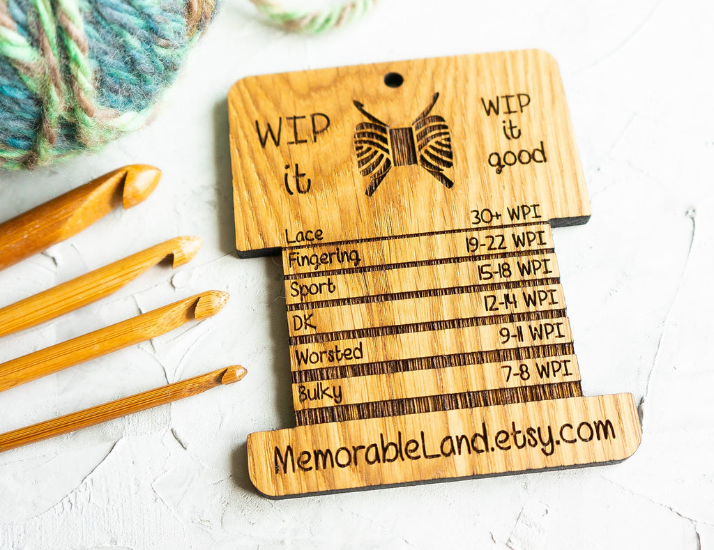 Spinners Control Tool | WPI (Wraps per Inch) Ruler | Wood Knitting Gauge | Oak Wood Crochet Yarn Control Card Equipment for Crochet Addicted