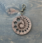 Knitting Needle Gauge Guide with Coiled Leaves in a Spiral  - Walnut Wood with Bronze Clasp for knitters