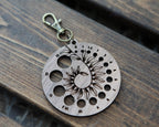 Knitting Needle Gauge Guide with Coiled Leaves in a Spiral  - Walnut Wood with Bronze Clasp for knitters