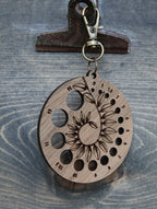 Knitting Needle Gauge Guide with Coiled Leaves in a Spiral  - Walnut Wood with Bronze Clasp for knitters