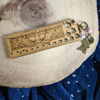 Art Deco Style Wooden Knitting Needle Gauge & Stitch Marker Combo - Several Styles to Choose From