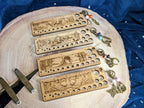Art Deco Style Wooden Knitting Needle Gauge & Stitch Marker Combo - Several Styles to Choose From