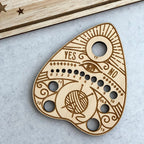 Planchette • Ouija Knitting Needle Gauge, Laser Cut Wood, Sizes 0 to 17