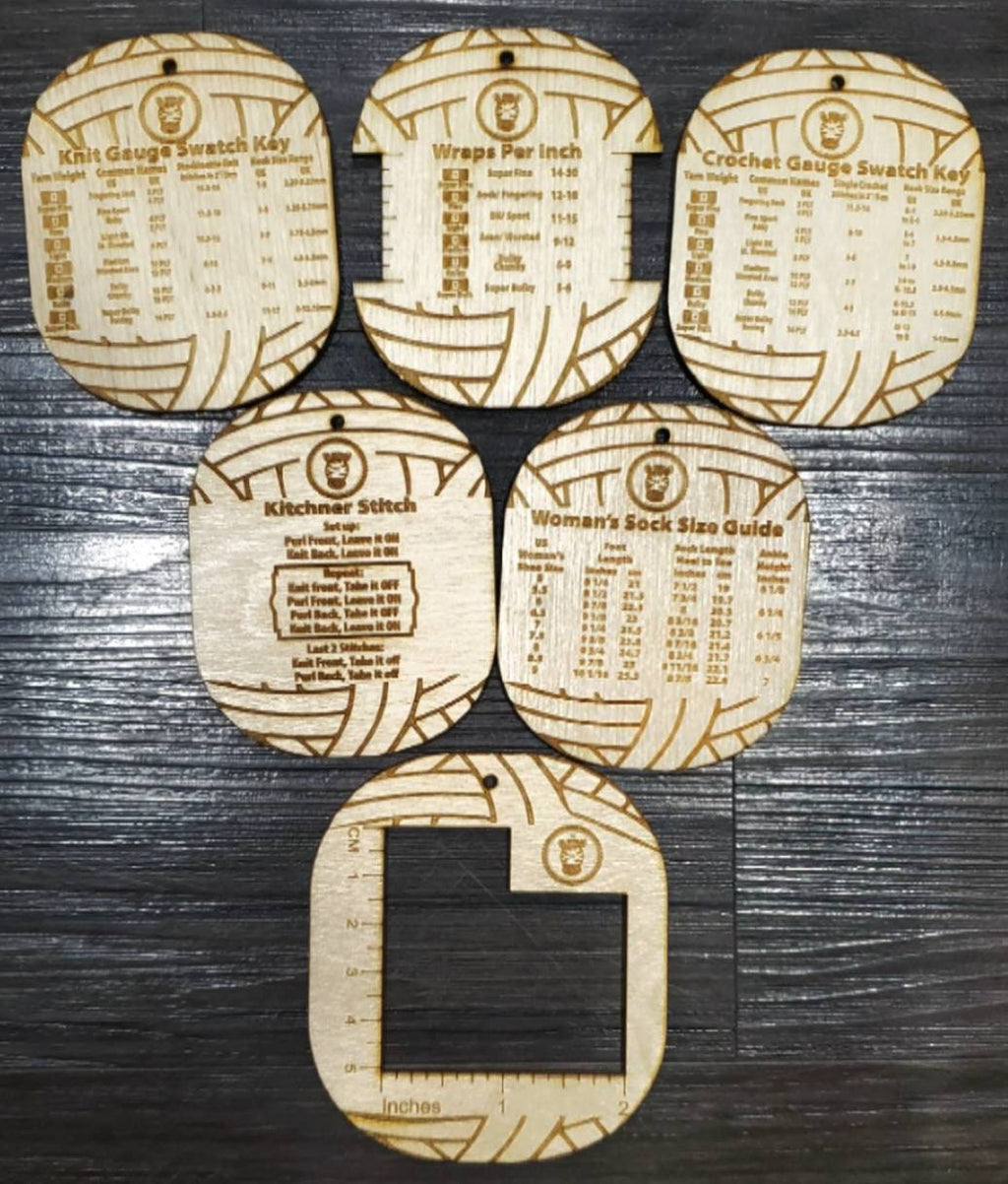 Wooden Measurement Keys Crochet Knit WPI Gauge Rulers