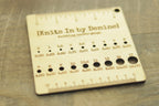 Wooden Engraved Multi-Use Knitting Needle and Gauge Swatch Tool with Ruler / Knitting Needle and Crochet Hook Gauge Check / Wooden Engraving