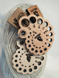 Spiral-shaped Solid Wood Knitting Needle Gauge in U.S. or Metric Sizes