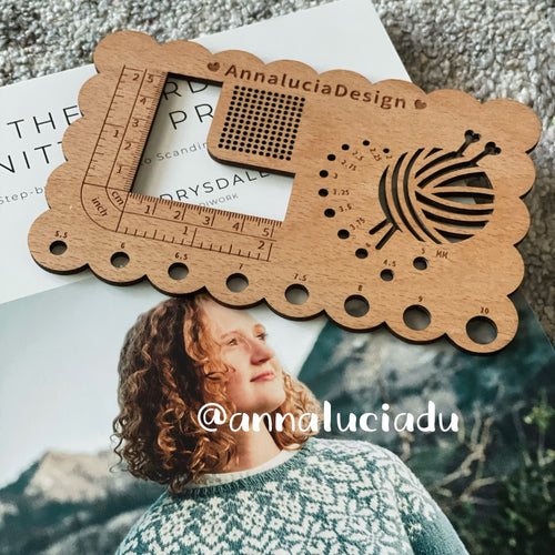 AnnaluciaDesign , knitting, gauge ruler,  knitting gauge, knitting tools, knitting notions, holiday gift,  christmas gift, personalization