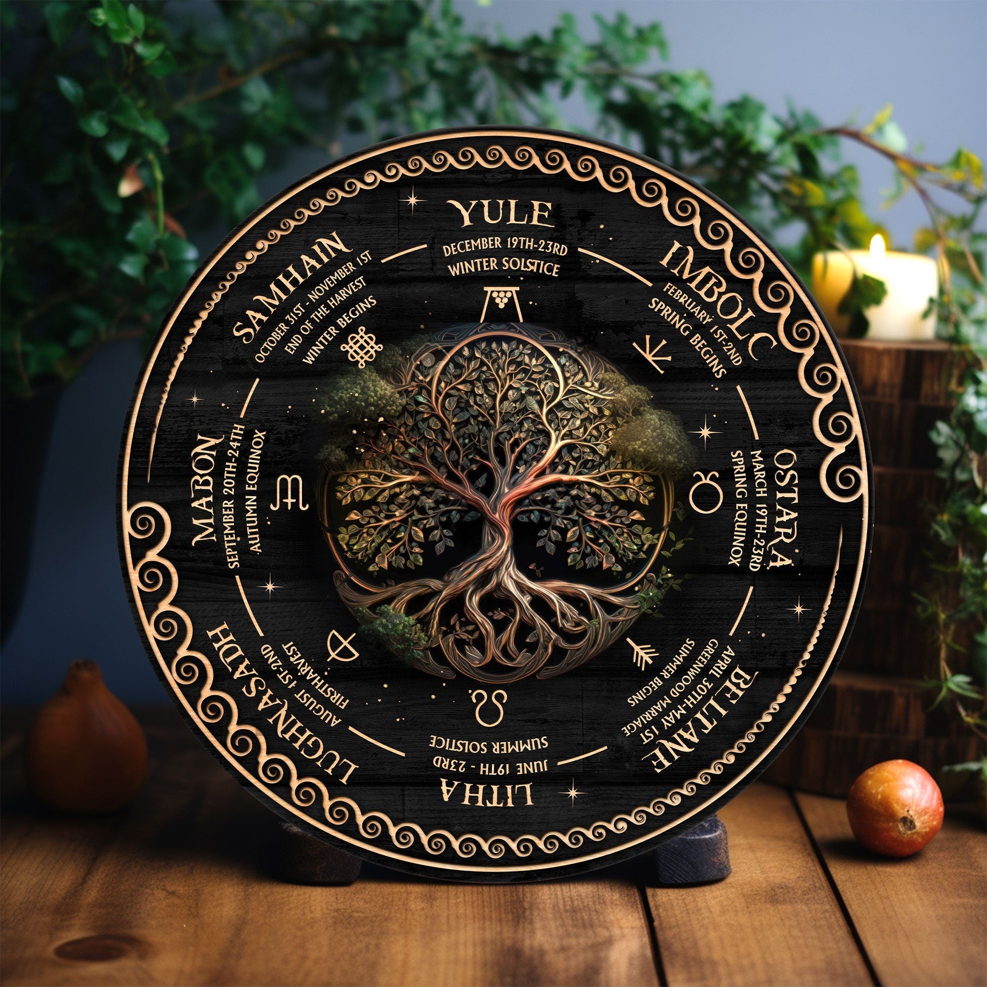 Personalized Wheel Of The Year Wooden Sign