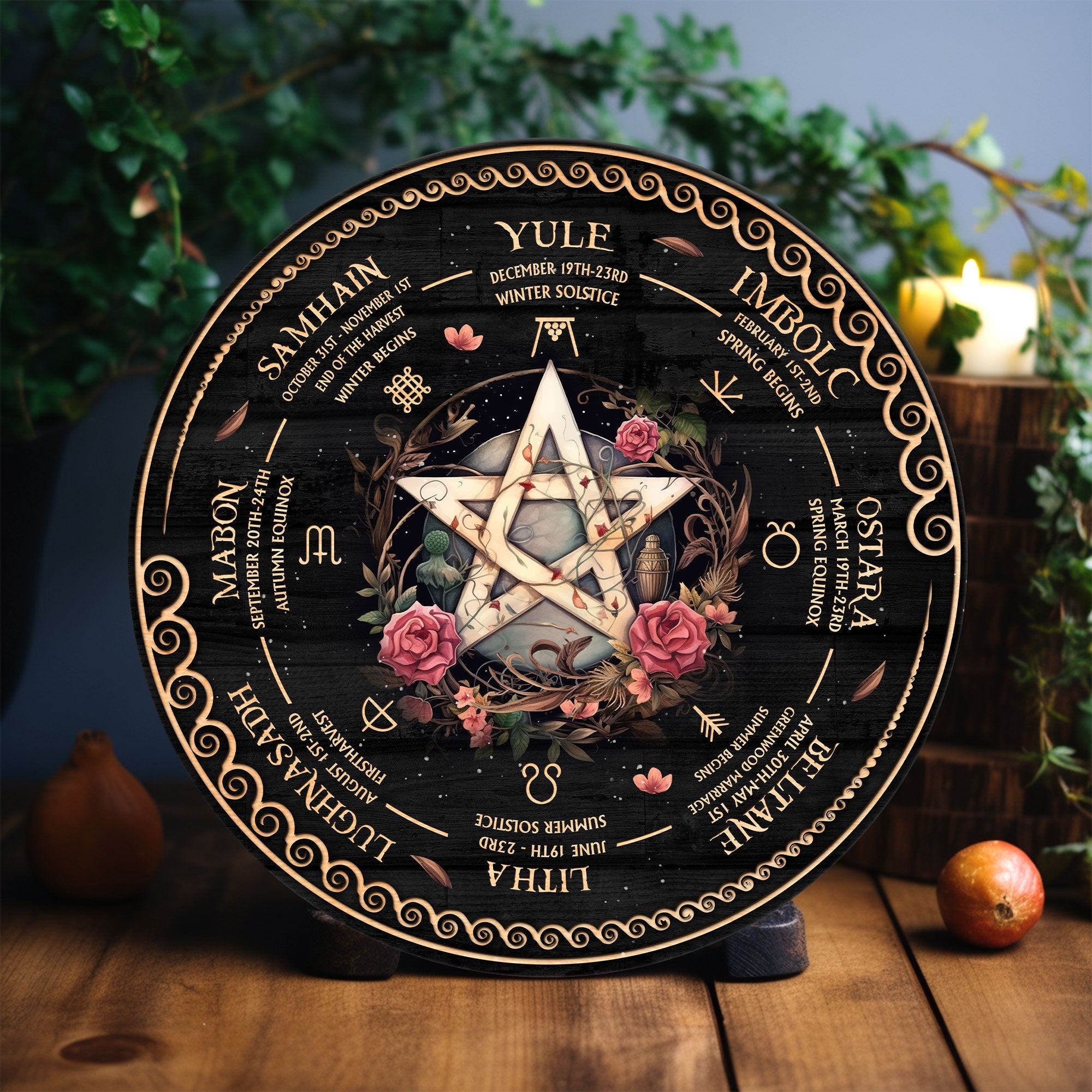Personalized Tree of Life Wheel Of The Year Wooden Sign