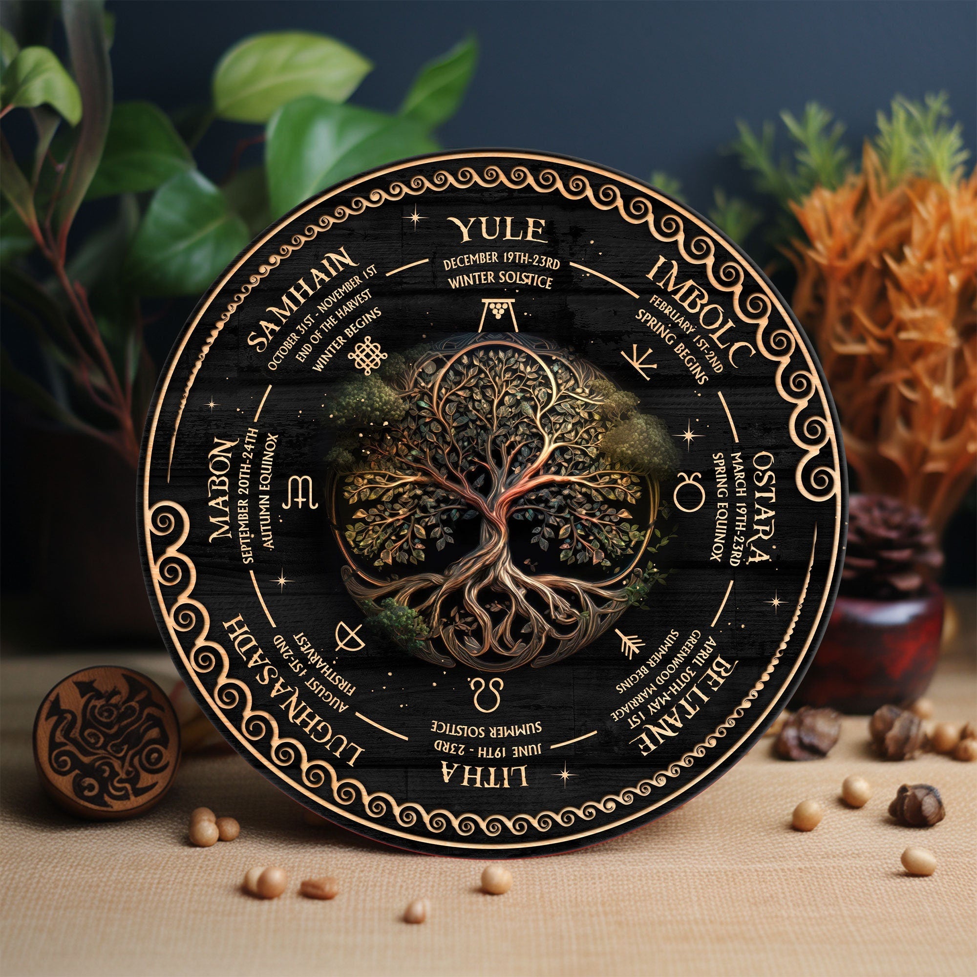 Personalized Tree of Life Wheel Of The Year Wooden Sign
