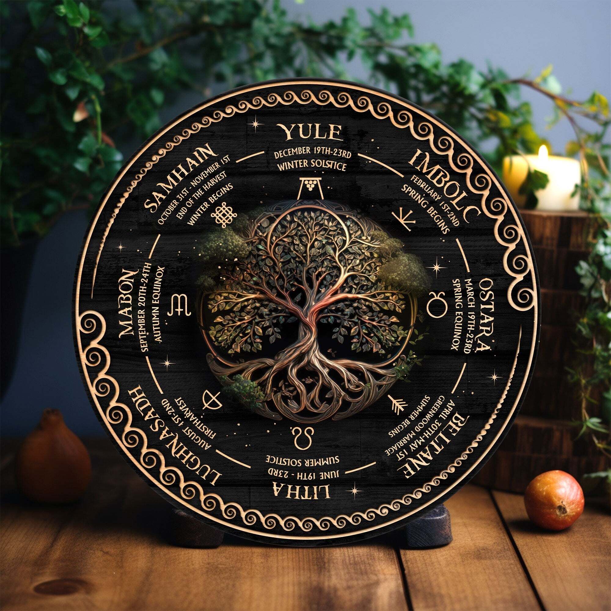 Wheel Of The Year Wooden Sign