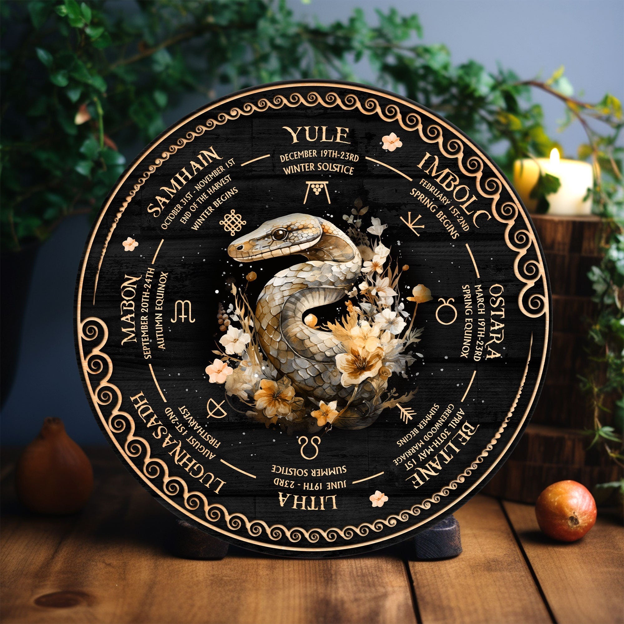 Personalized Tree of Life Wheel Of The Year Wooden Sign