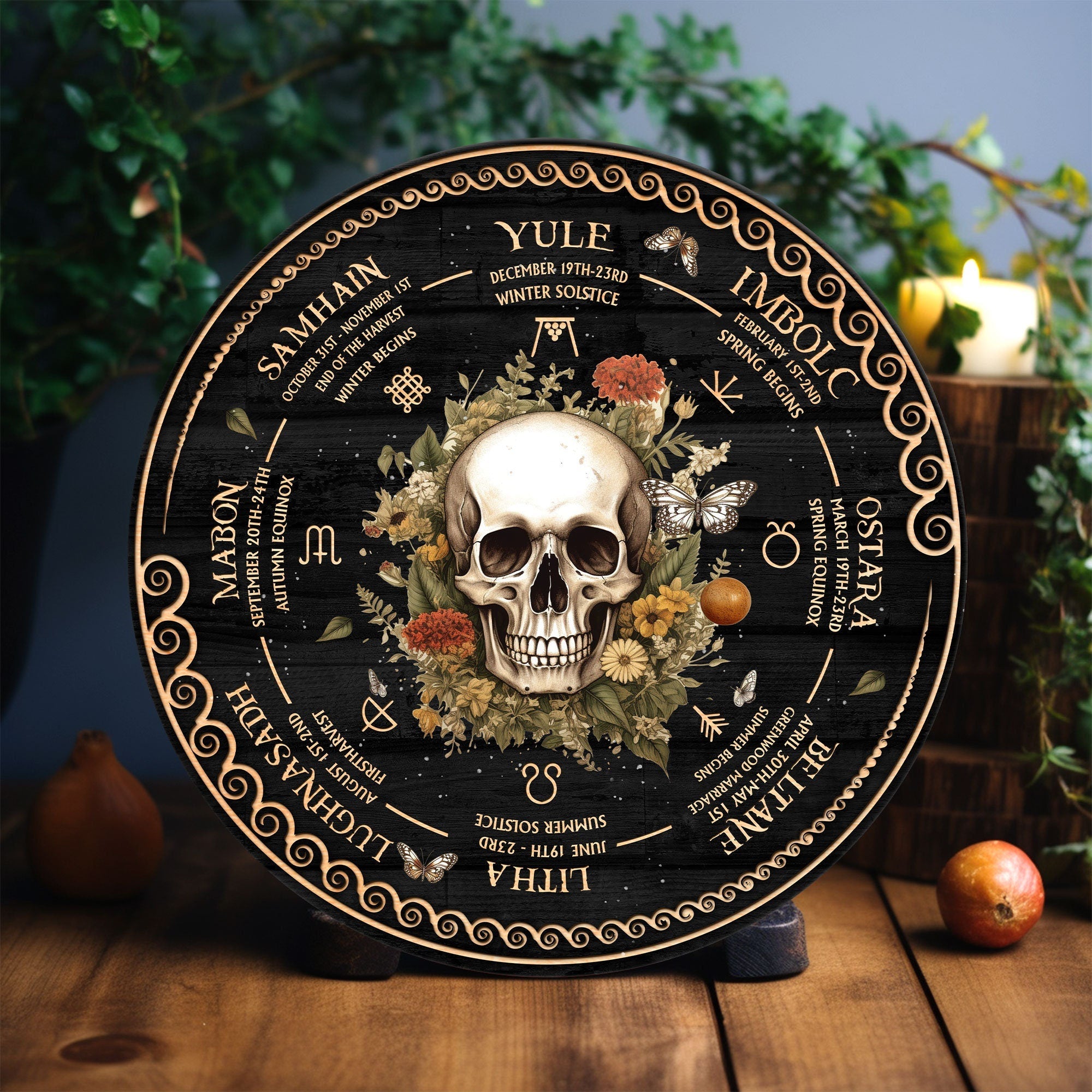 Personalized Tree of Life Wheel Of The Year Wooden Sign