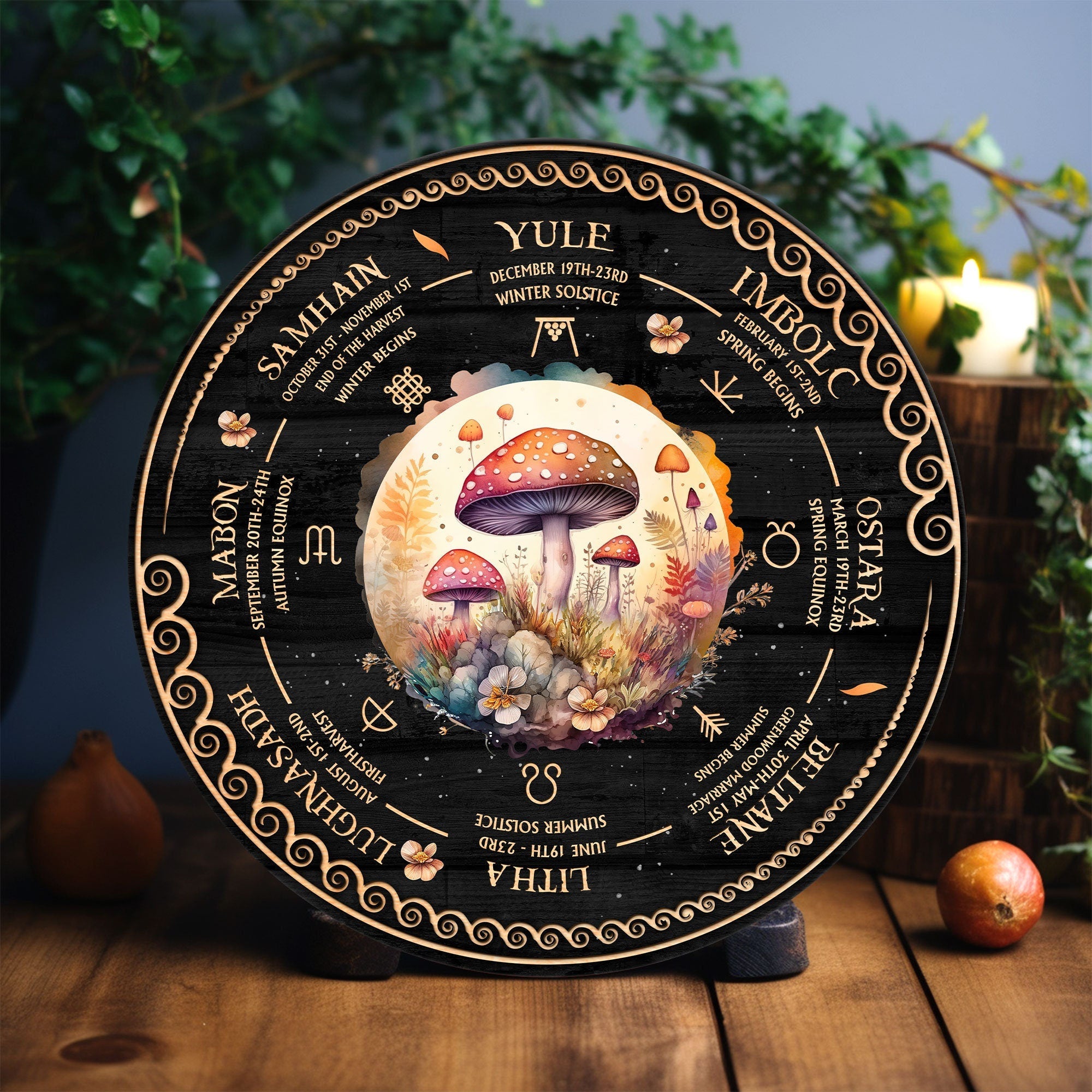 Personalized Tree of Life Wheel Of The Year Wooden Sign