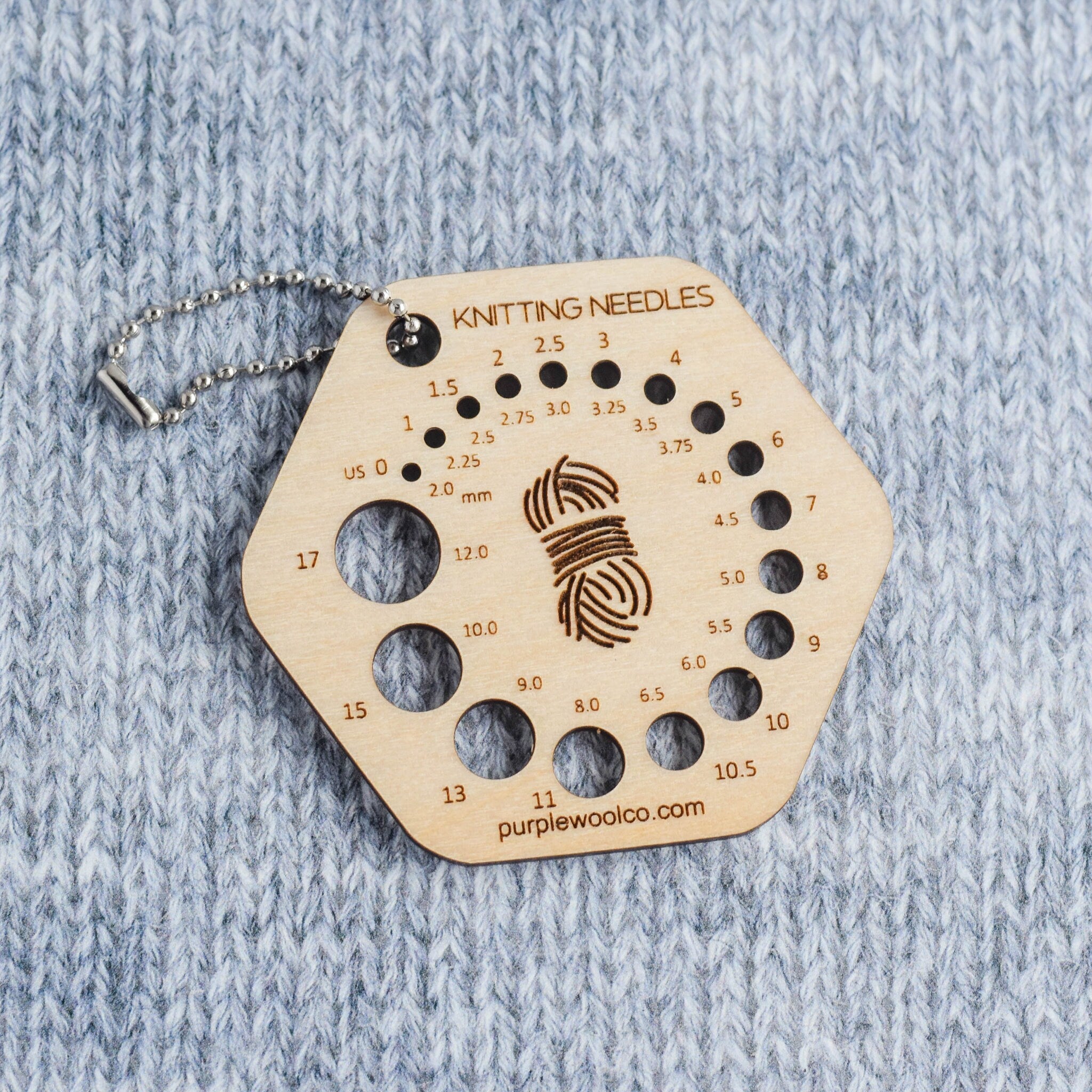Needle Gauge Tool - Yarn Skein - Needle Sizer, Yarn Needle Gauge, Wood Knitting Accessories, Spinning Tools, Gifts for Knitters